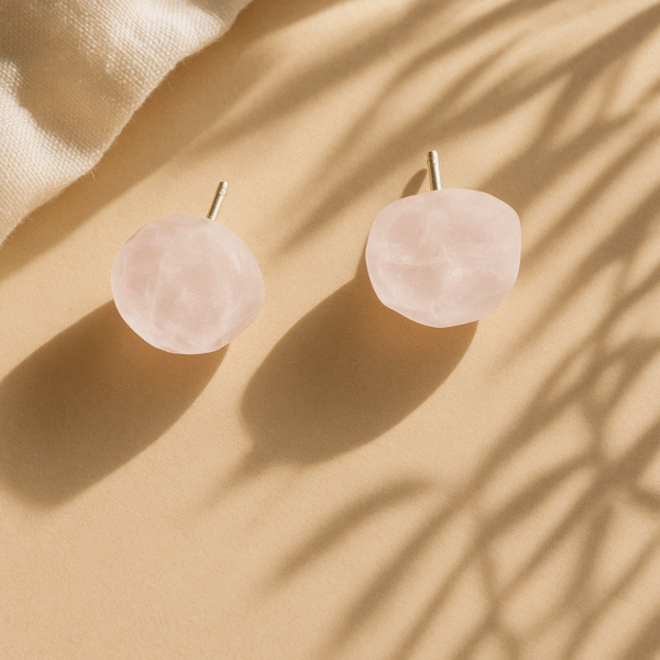 Pink Quartz Stud Earrings