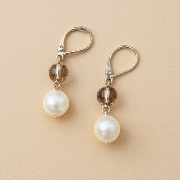 Freshwater and Brown Quartz Hoops