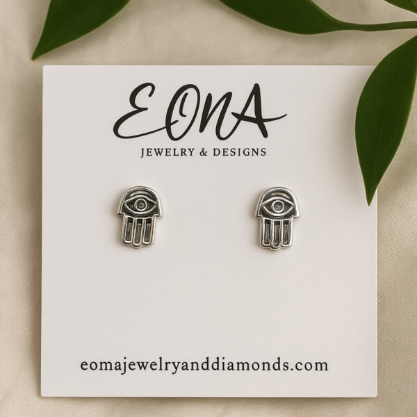 EOMA Evil Eye Rhodium Plated Studs